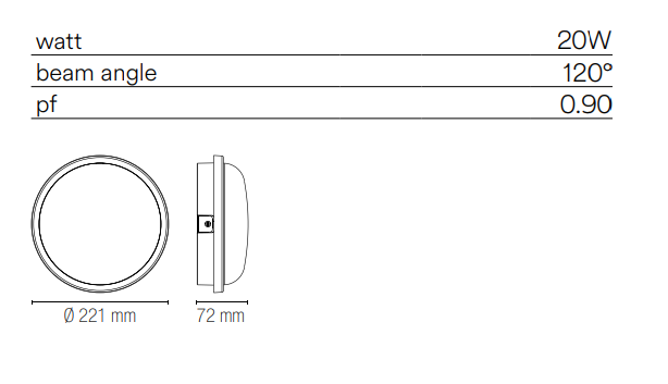 Plafoniera LED da Esterno Rotonda 4000K IP65 S/L | Policarbonato Bianco-Antracite | EVER